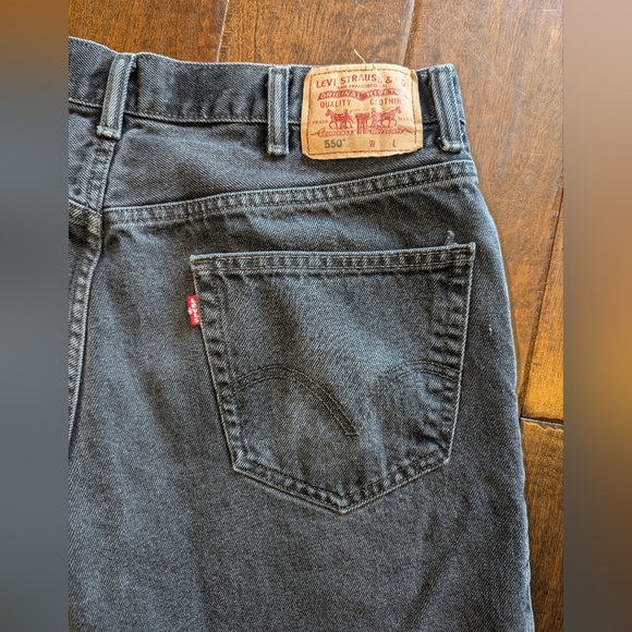 Y2K Levi's 550 Jeans Men Size 38x36 Relaxed Fit Faded Black Baggy Denim Red Tag - Picture 6 of 14